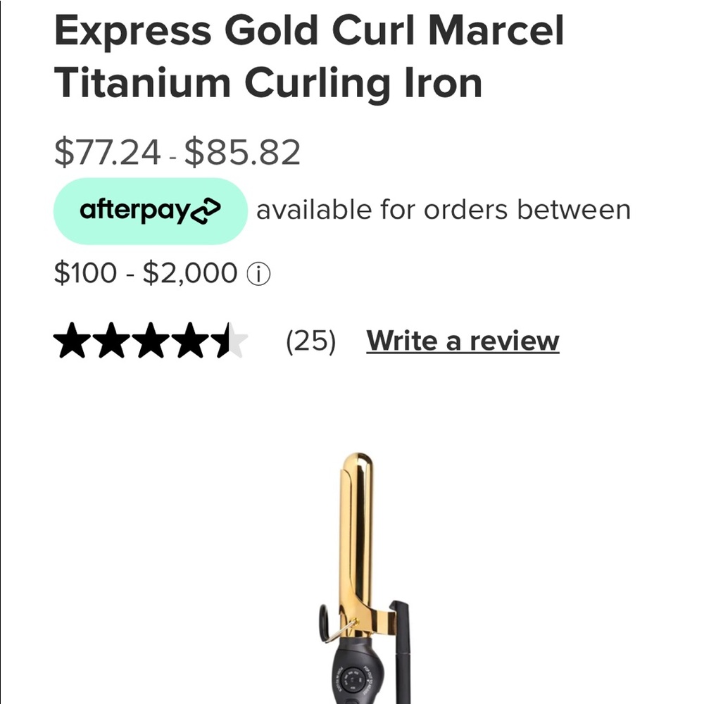 NWOT Paul Mitchell ProTools Express Gold Curl 1” Marcel Iron